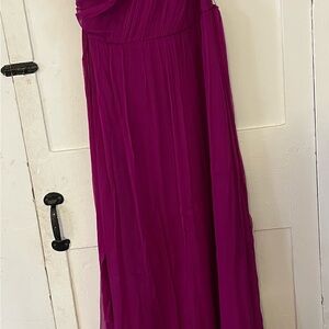 Amsale One Shoulder Magenta Dress
